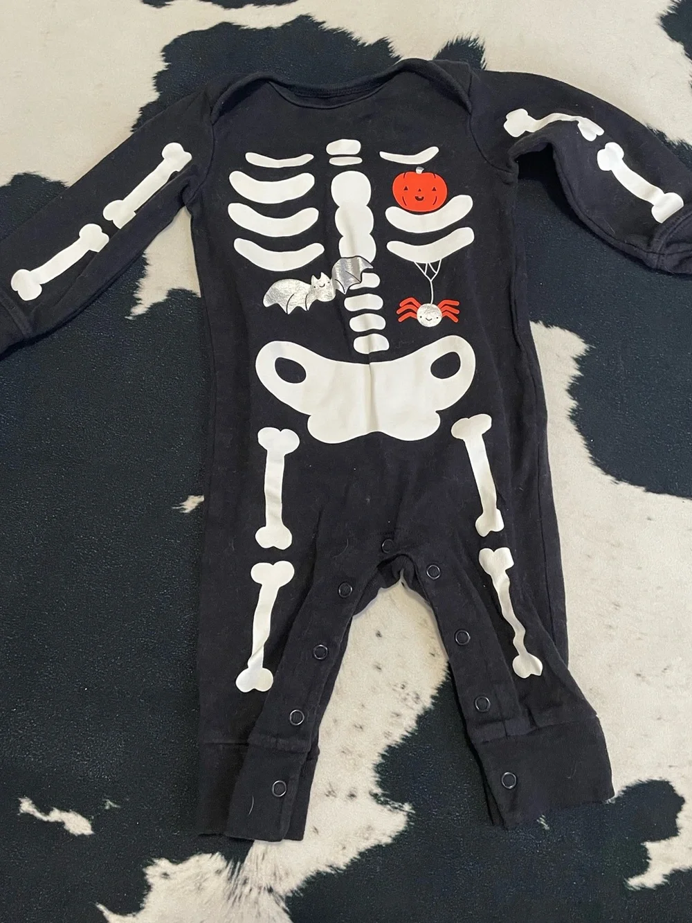 5/$20 Black Baby Skeleton Halloween One-Piece